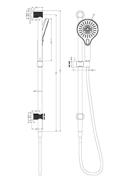 Opal Rail Shower - Designer Bathware