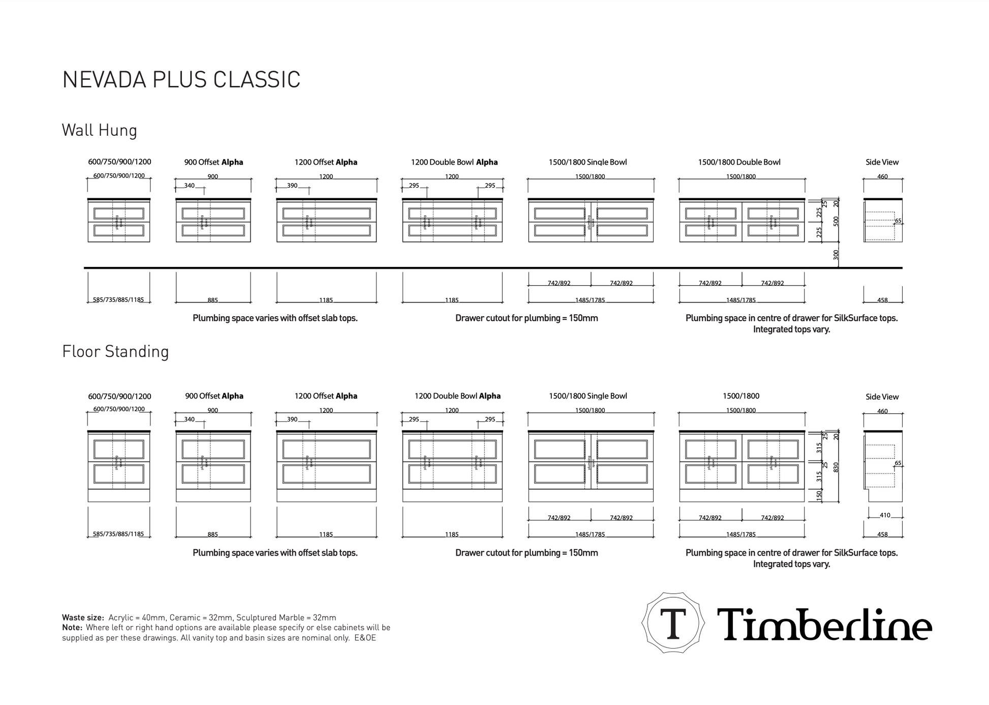 Nevada Plus Classic Vanity Unit - Designer Bathware