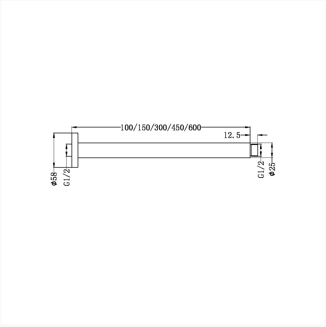 Round Ceiling Arm 300mm - Designer Bathware