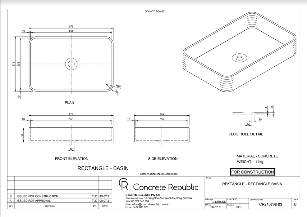 Rektangle Basin - Designer Bathware