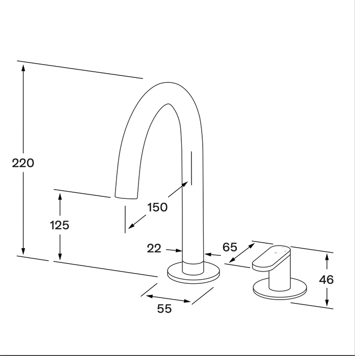 Duet Basin Sink Hob Mixer Set Low - Designer Bathware