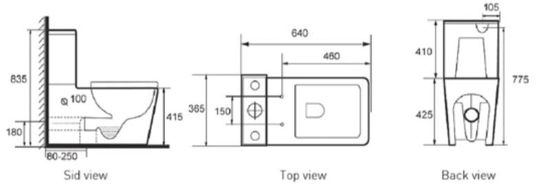 ACQUA-III Wall Faced Rimless Toilet Suite - Designer Bathware