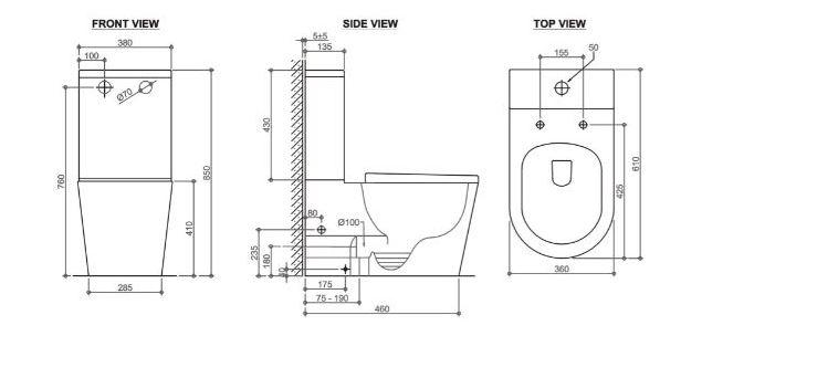 Rimless Back To Wall Toilet Suite - Designer Bathware
