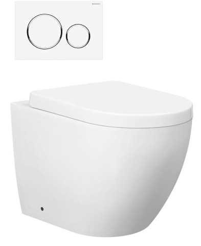 Rimless Wall Faced Pan, Cistern & Button Package WHITE - Designer Bathware