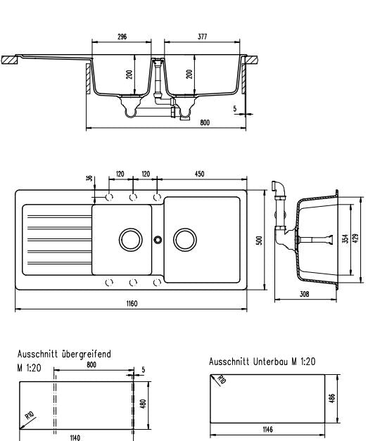 Schock Typos 1 & 3/4 Bowl with Drainer - Designer Bathware