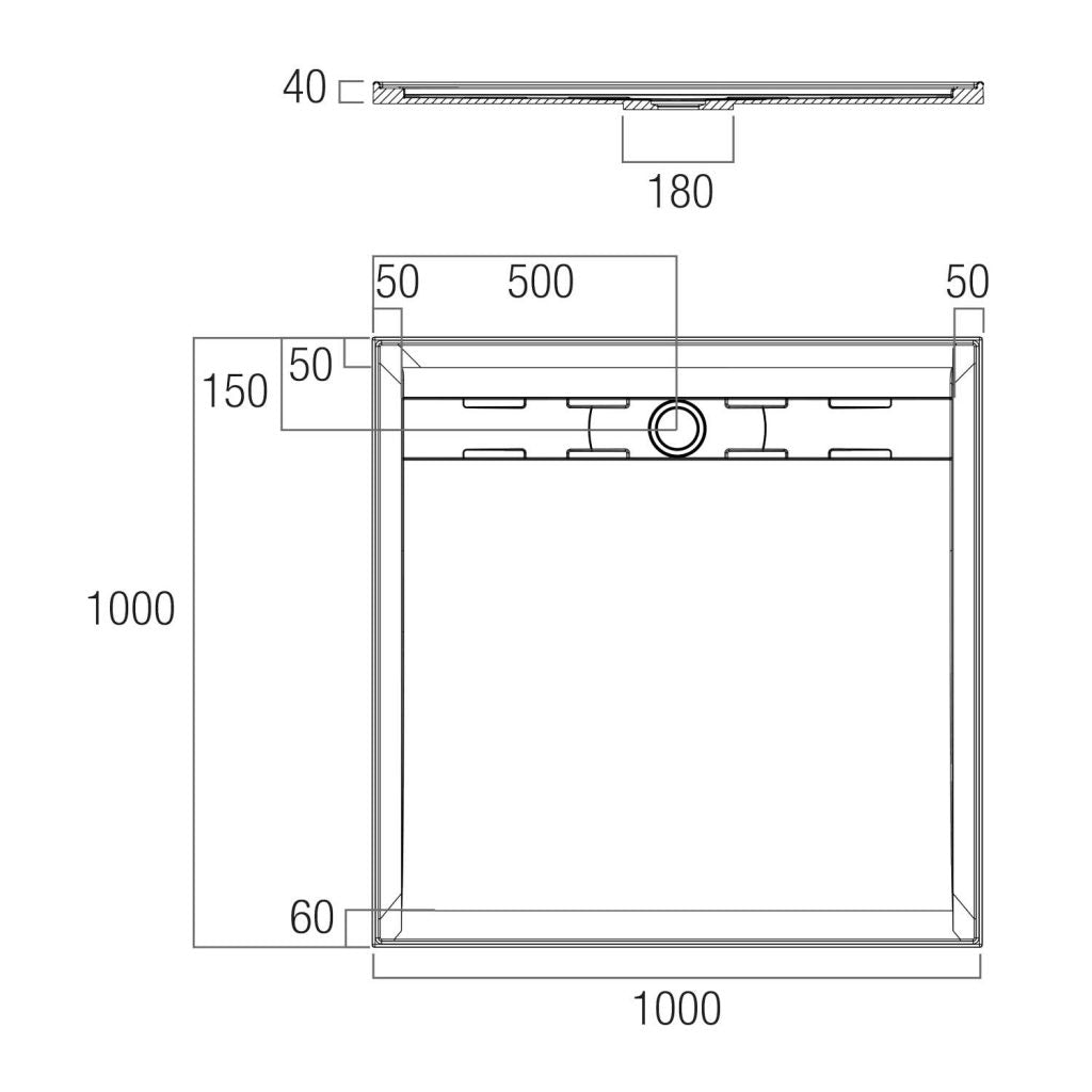 Oceano Stonelite Urban Shower Base MKII 1000 x 1000 - Designer Bathware