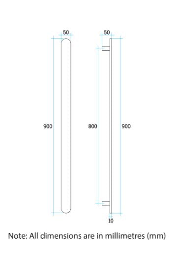 Flat Pill 12V Vertical Single Heated Towel Rail - Designer Bathware