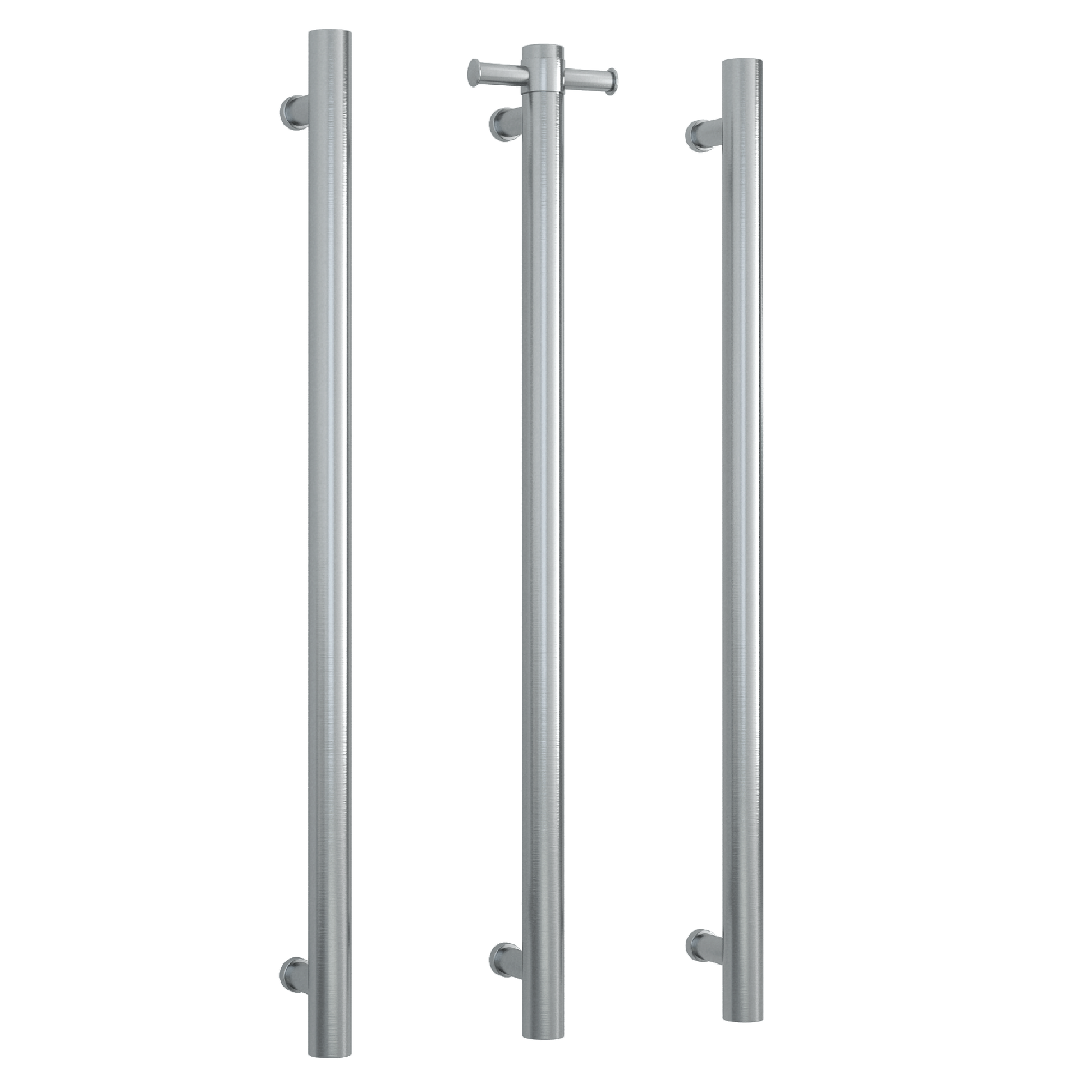 Thermogroup Round Heated Vertical Bar Rail Brushed Stainless Steel