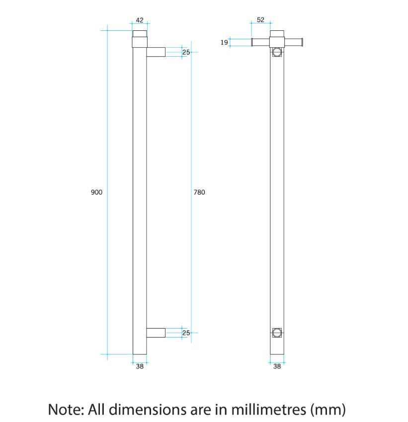 Round Heated Vertical Bar Rail - Designer Bathware