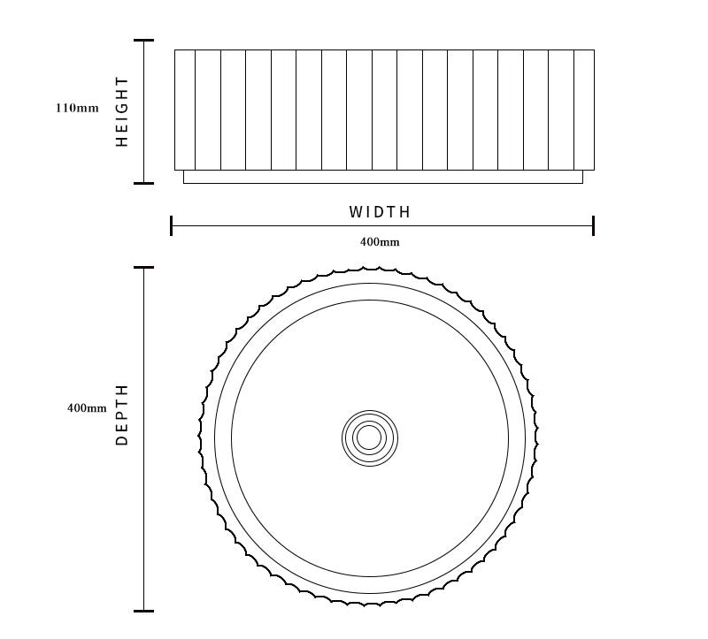 ECT Piaza Fluted Round Basin - Designer Bathware