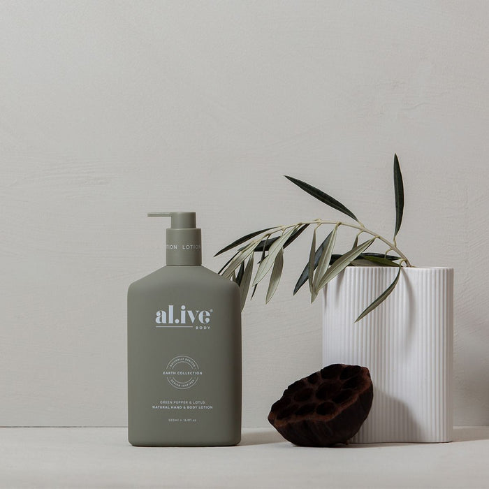 al.ive Hand & Body Lotion - Green Pepper & Lotus - Designer Bathware