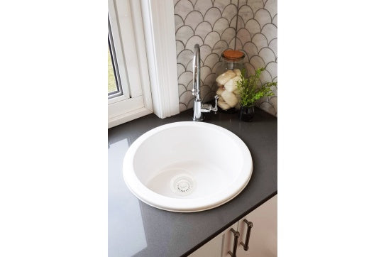 90 x 50mm Matte White Basket Waste - Designer Bathware