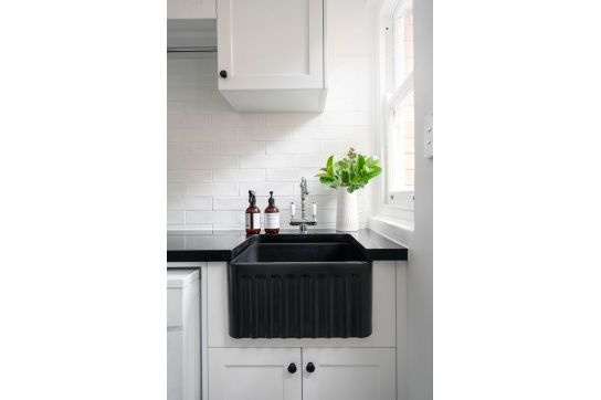 Novi 50 x 46 Fine Fireclay Matte Black Butler Sink - Designer Bathware