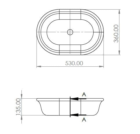 Blanche 53 x 36 TitanCast Solid Surface Above Counter Basin - Gloss White