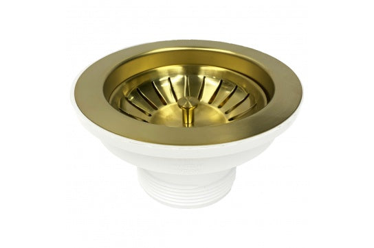 90 x 50mm Brushed Brass Basket Waste - Designer Bathware