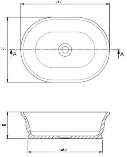 Cambridge 54 x 39 TitanCast Solid Surface Above Counter Basin - Special Finish