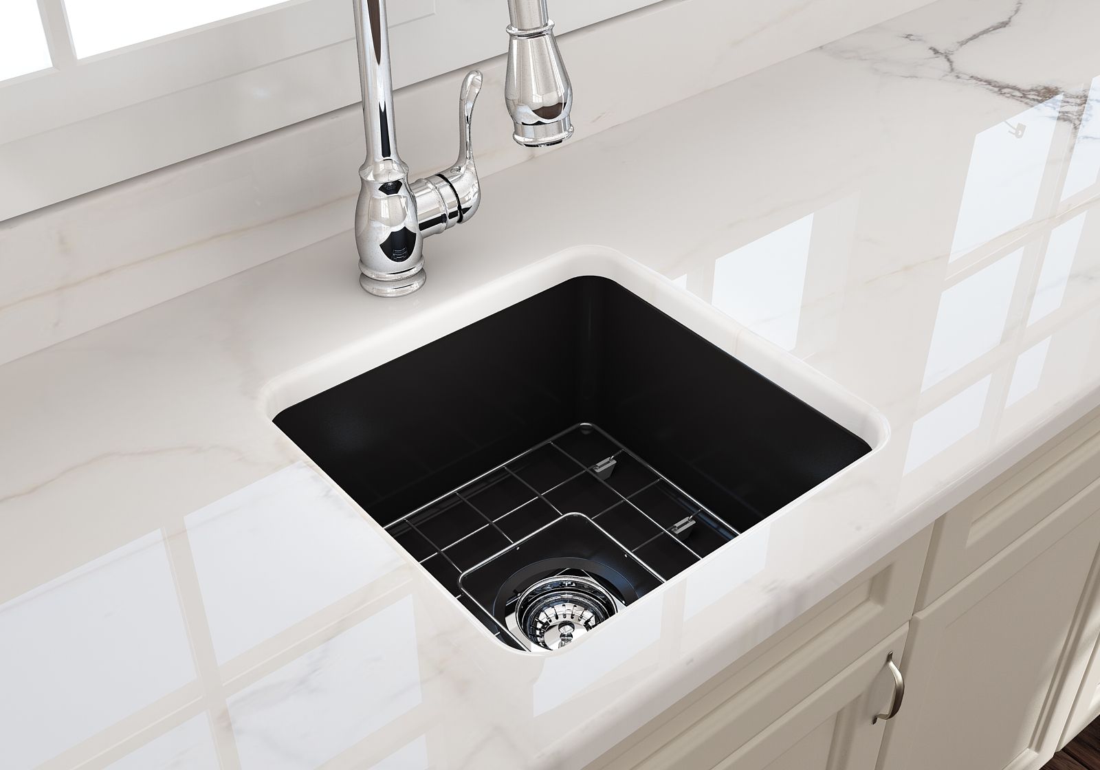 Cuisine 46 x 46 Inset / Undermount Fine Fireclay Sink - Designer Bathware