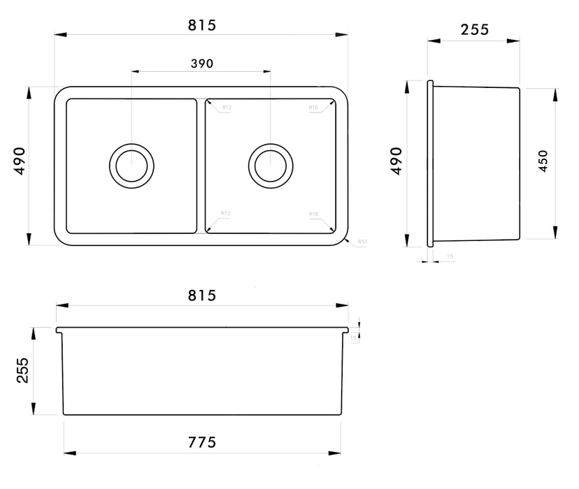 Turner Hastings Cuisine 81 x 49 Fine Fireclay Sink - Designer Bathware