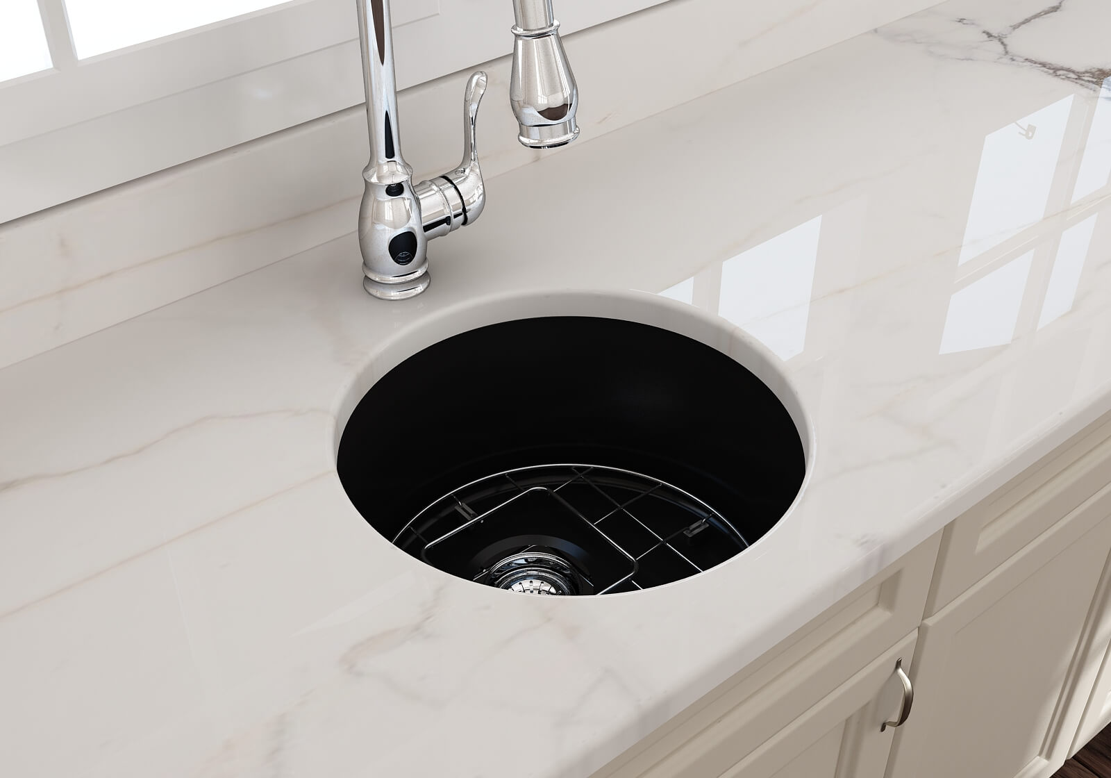 Cuisine Round 47 Inset / Undermount Fine Fireclay Sink - Designer Bathware