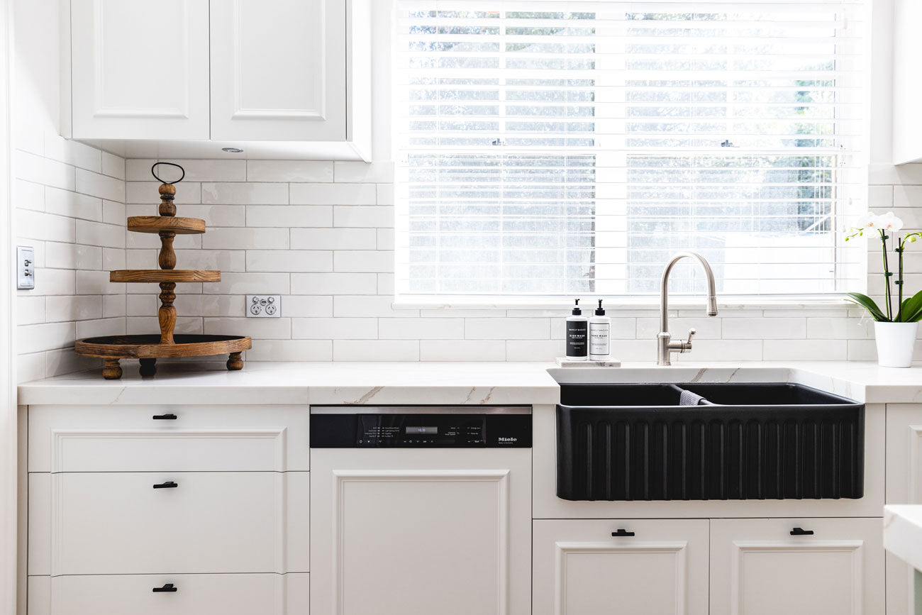 Novi 85 x 46 Fine Fireclay Matte Black Butler Sink - Designer Bathware