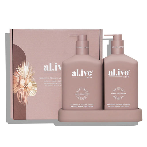 al.ive Wash & Lotion Duo + Tray - Raspberry Blossom & Juniper - Designer Bathware