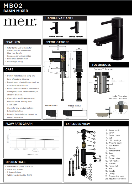 Round Pinless Basin Mixer - Designer Bathware