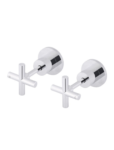 Meir Round Cross Handle Jumper Valve Wall Top Assemblies - Polished Chrome