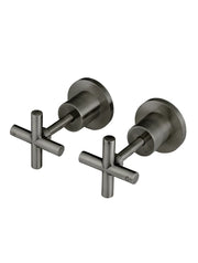 Round Cross Handle Jumper Valve Wall Top Assemblies - Shadow - Designer Bathware