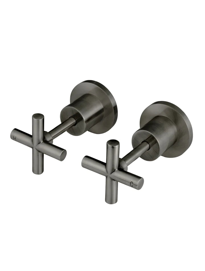 Round Cross Handle Jumper Valve Wall Top Assemblies - Shadow - Designer Bathware