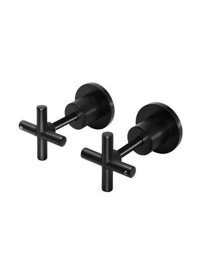 Meir Round Cross Handle Jumper Valve Wall Top Assemblies - Matte Black