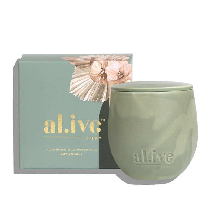 al.ive Blackcurrant & Caribbean Wood Soy Candle - Designer Bathware