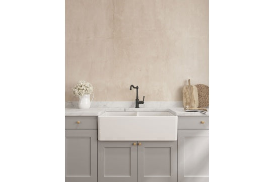 Novi 85 x 46 Fine Fireclay Matte White Butler Sink - Designer Bathware