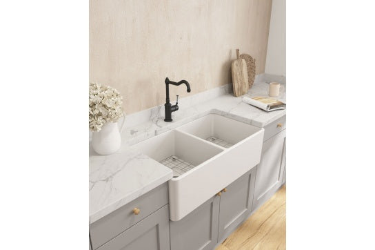 Novi 85 x 46 Fine Fireclay Matte White Butler Sink - Designer Bathware
