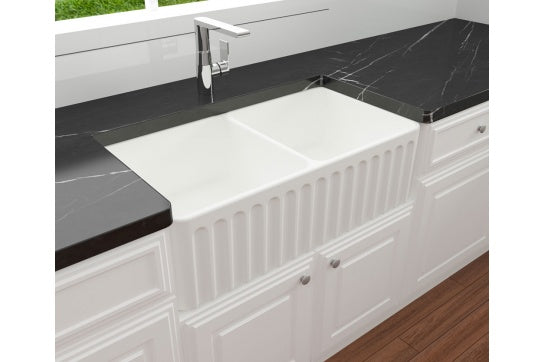 Novi 85 x 46 Fine Fireclay Matte White Butler Sink - Designer Bathware