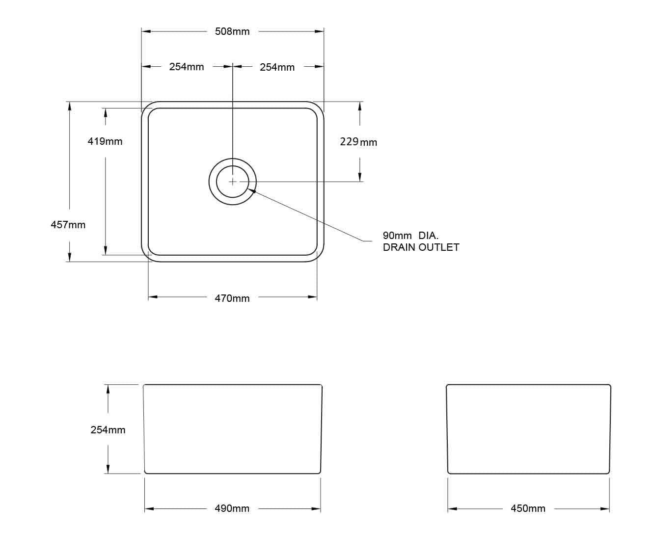 Novi 50 x 46 Fine Fireclay Concrete Butler Sink - Designer Bathware