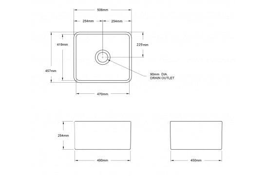 Novi 50 x 46 Fine Fireclay Matte White Butler Sink - Designer Bathware