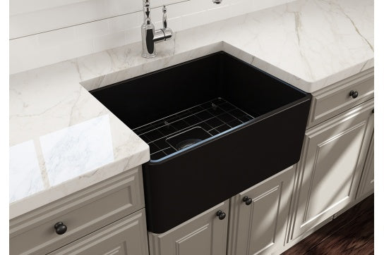 Novi 60 x 46 Fine Fireclay Matte Black Butler Sink - Designer Bathware