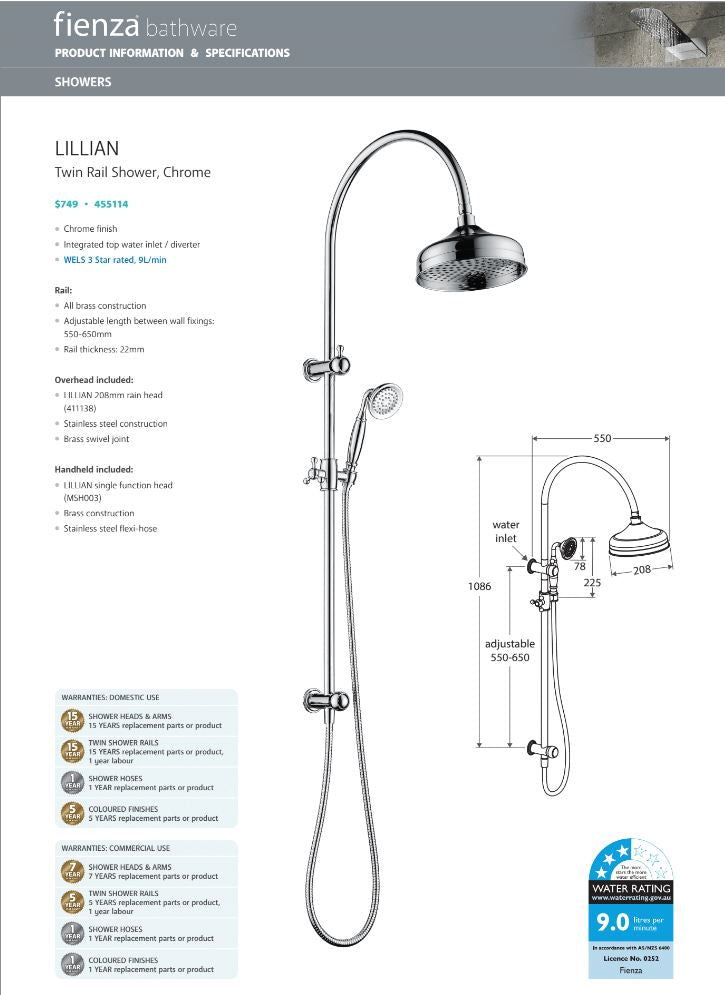 Lillian Twin Shower - Designer Bathware
